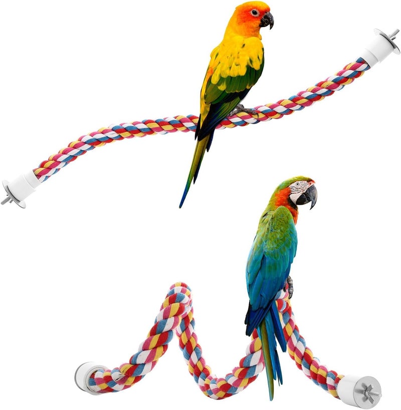 Jusney Bird Rope Perches,Parrot Toys 33 inches Rope Bungee Bird Toy (33 inches)[1 Pack] - Image 4